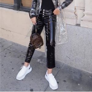 BLDWN The Parker Patent Leather Pants High Rise Buttons Cropped